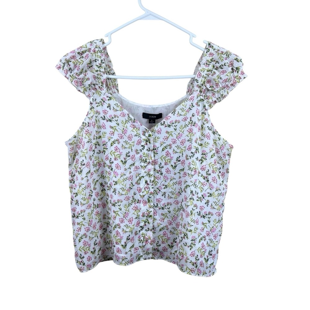 J.Crew Cap Sleeve Crinkle Chiffon Top-Meadow Floral-Size‎ Small - NWT